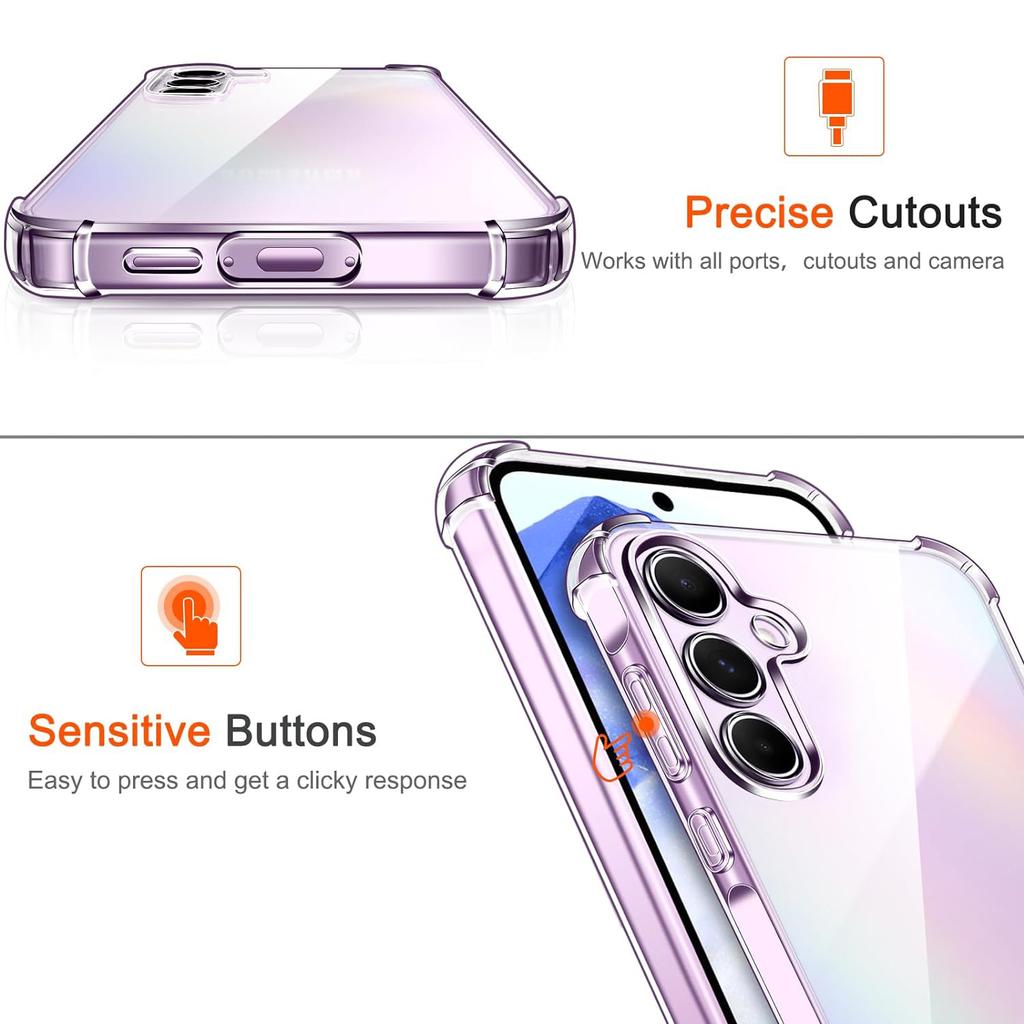 Чехол для Samsung Galaxy A55 5G A 55, прозрачный чехол для телефона с усиленными углами, бампером, тонкий противоударный гибкий чехол из ТПУ, прозрачный