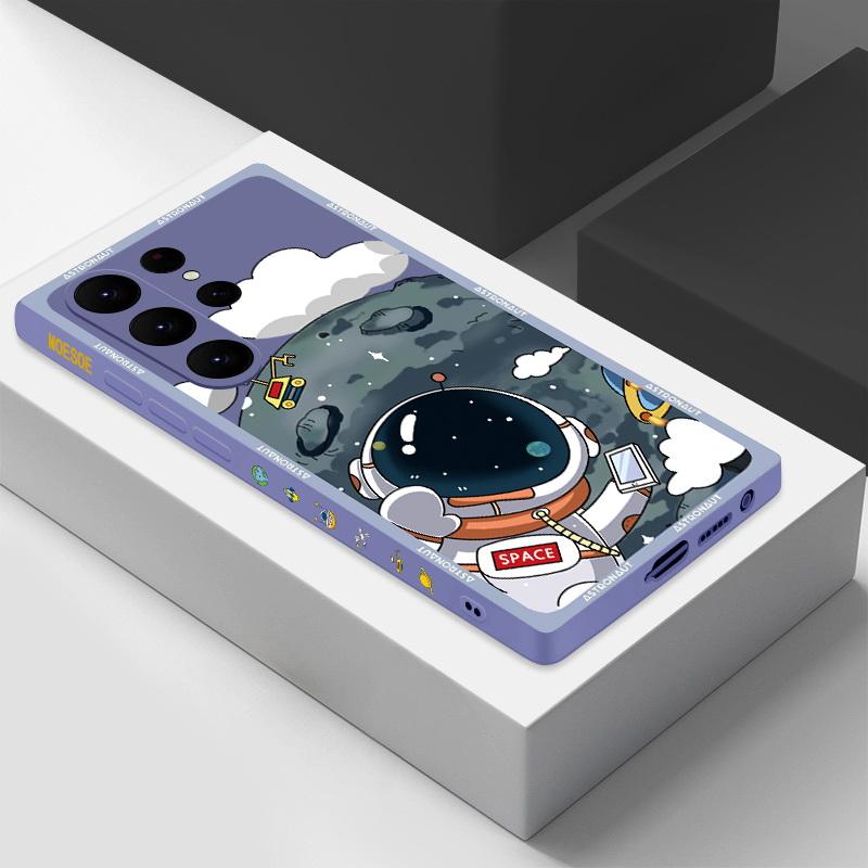 Чехол из жидкого силикона серии Astronaut для Samsung S25 S24 FE S23 Ultra S22 S21 Plus A56 A36 A16 A55 A15 A35 A54 A14 A32 5G с защитой от падения с высоты