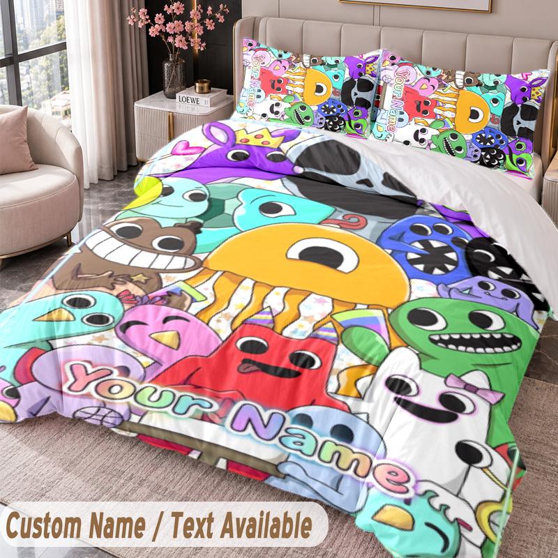Custom Name Text 3Pcs Bedding Set Garten of Banban Duvet Cover And Two Pillowcases