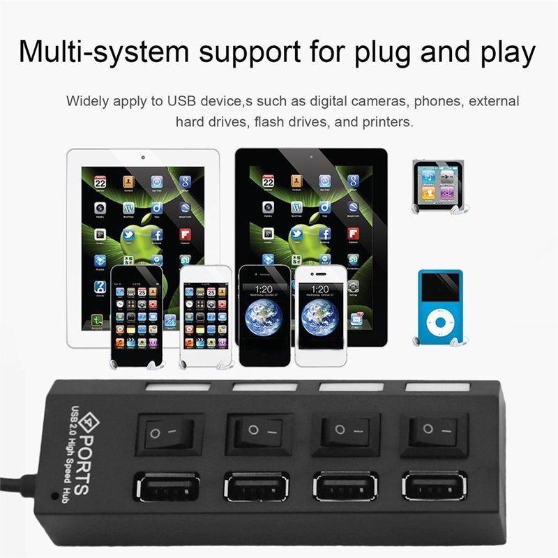USB Hub 2.0 Multi USB Port 4/7 Ports Hub USB High Speed Hab With On/off Switch USB Splitter