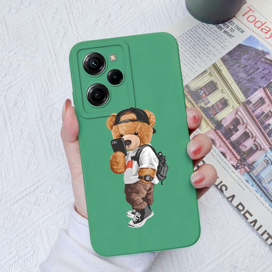 Чехол для телефона Xiaomi Poco M4 Pro X3 X4 X5 Pro C40 C50 C55 M3 с милым медведем, мягкий жидкий силикон, противоударный матовый чехол для бампера Xiaomi Poco