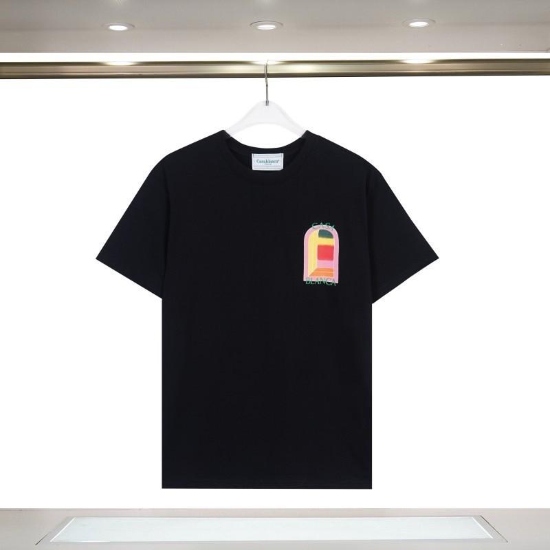 280g Double Yarn Cotton T-Shirt Couples Casablanca Castle Print Short Sleeve Round Neck Loose Fit