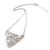 [N8285] - Серебряное колье «Скарлетт», белое (родиевое покрытие) - 40x30 мм