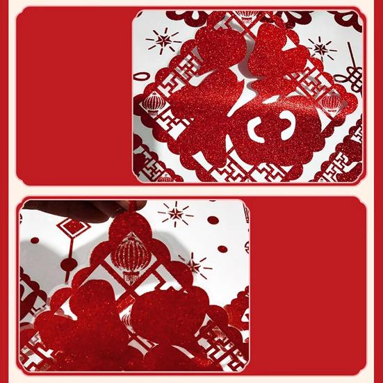 Китайский Новый год наклейка на окно блестящая стеклянная дверь наклейка неклеящаяся статическая оконная наклейка для украшения весеннего праздника