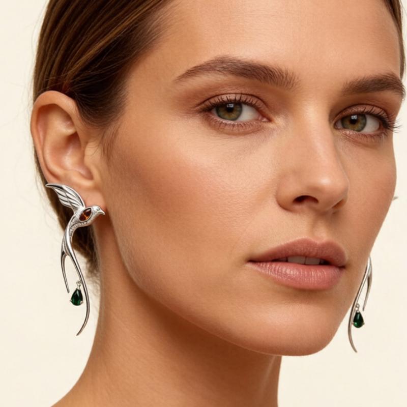 Creative Cold Drop Earrings Women Swallow Bird Temperament Zircon Dangle Earrings Classic Oriental Aesthetic Jewelry Gifts