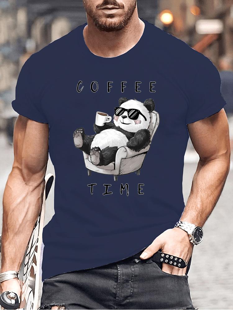 Coffee Chill Panda Enjoying Time T Shirts Men Women Short Sleeve Oversize T Shirt Loose Summer Tee Clothes Casual Fashion Tops