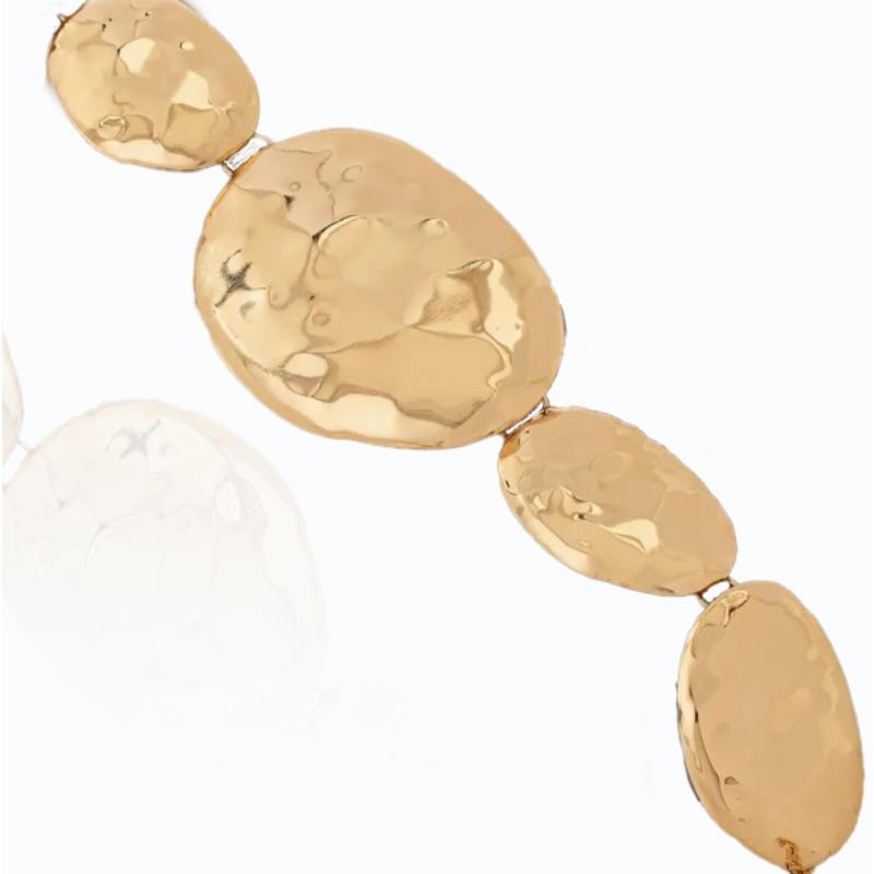 Неправильной овальной формы Металлический Глянцевый Геометрический узор Набор украшений Ювелирные изделия Серьги-пусеты Ожерелье