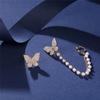 2PCS Fashion Zircon Butterfly Earrings for Women Sweet Girls  Chain Asymmetrical Stud Earrings Luxury Jewelry Party Gifts