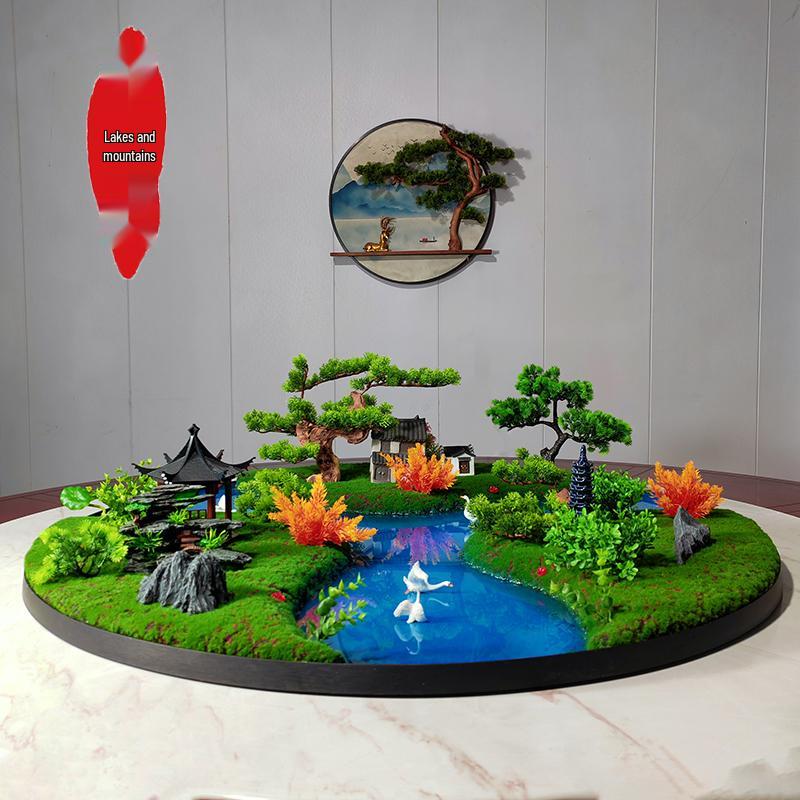 High-End Hotel Dining Table Flower Arrangement and Miniature Landscape Decor