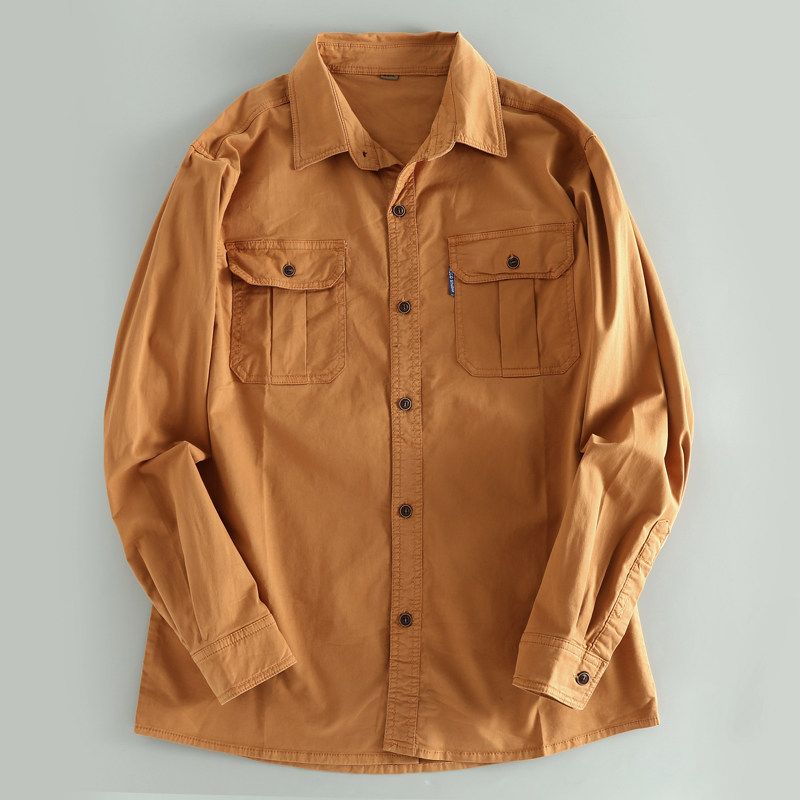 Leak-Picking Good Goods Foreign Trade Export Orders Cargo Long sleeve Shirts Men's Spring and Autumn Loose Casual Solid Top Outerwear