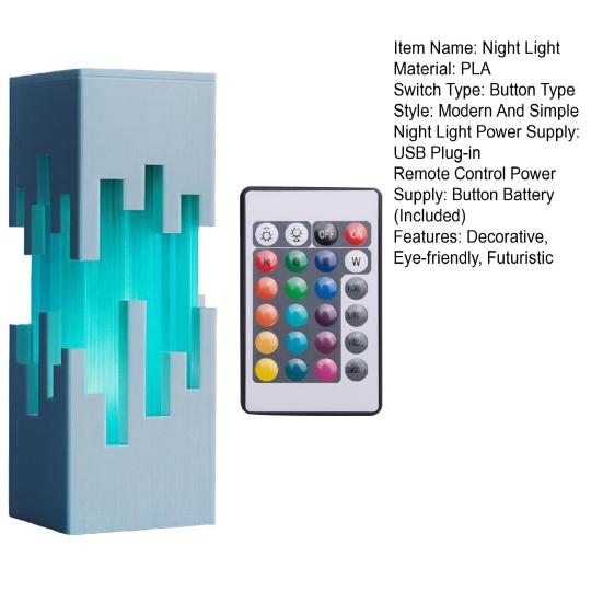 Futuristic Night Light 3D Printed Cyberpunk LED Desk Lamp with Remote Control Contemporary Decorative Bedside Lamp Gift for Cyberpunk Enthusiasts