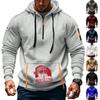 Мужская толстовка с капюшоном с принтом, кардиган на молнии с карманом на рукаве, мужская спортивная повседневная толстовка большого размера