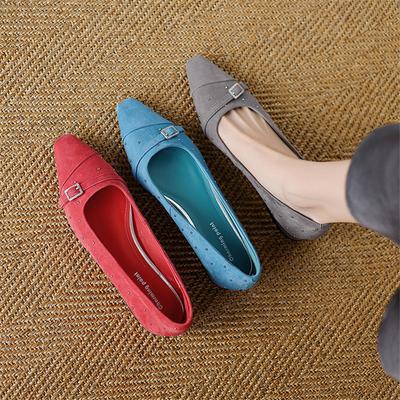 Модные новые весенне-летние женские туфли-лодочки из овечьей замши, женские модные туфли-лоферы с квадратным носком и заклепками, женские туфли на низком каблуке