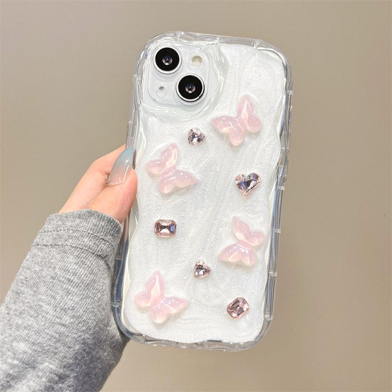 Luxury Water Diamond Butterfly Drop Case for iPhone 15 14 13 12 11 Pro Max XS XR All-inclusive Fall Protection Cases
