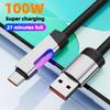 RGB Light USB Type C кабель 100 Вт PD быстрая зарядка провод для iPhone 15 16 Pro Huawei Xiaomi Realme Samsung USB C зарядное устройство кабель для передачи данных