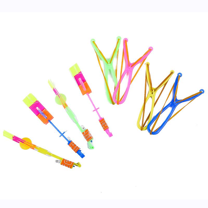 5Pcs Amazing Light Toy Arrow Helicopter Rotating Led Flying Toy Party Fun Gift Rubber Band Catapult for Children