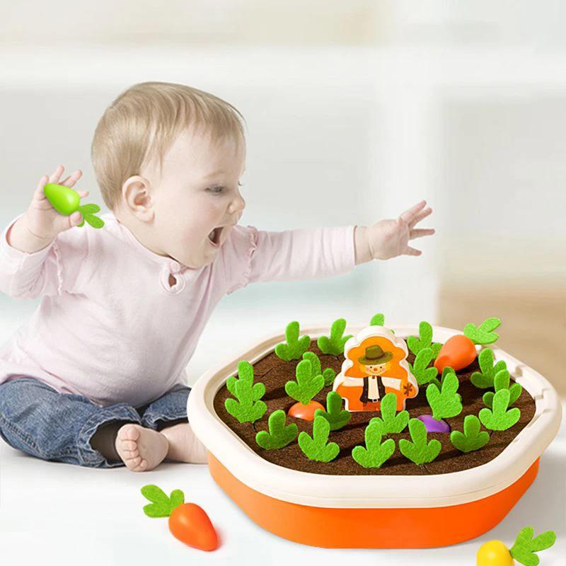 Baby Montessori Carrot Harvest Pull Radish Memory Sorting Board Games Fine Motor Skills Educational Sensory Toys for Toddlers
