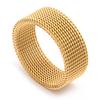 Men's Stainless Steel Elastic Mesh Gold Ring - Non-fading, Hollow Design, 8mm Width.