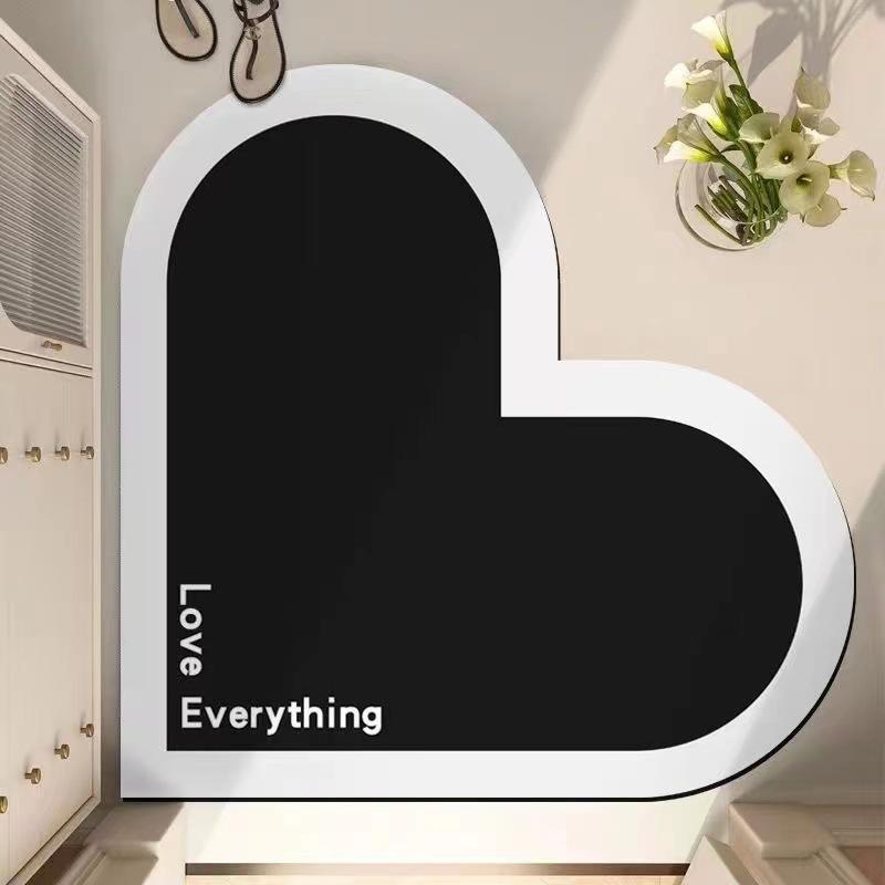 Красный коврик для ног в форме сердца, моющийся коврик для двери в ванную, впитывающий и нескользящий коврик для ног