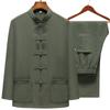 Men's Chinese Style Vintage Zhongshan Suit Long Sleeve Jacket + Pants Two Piece Set