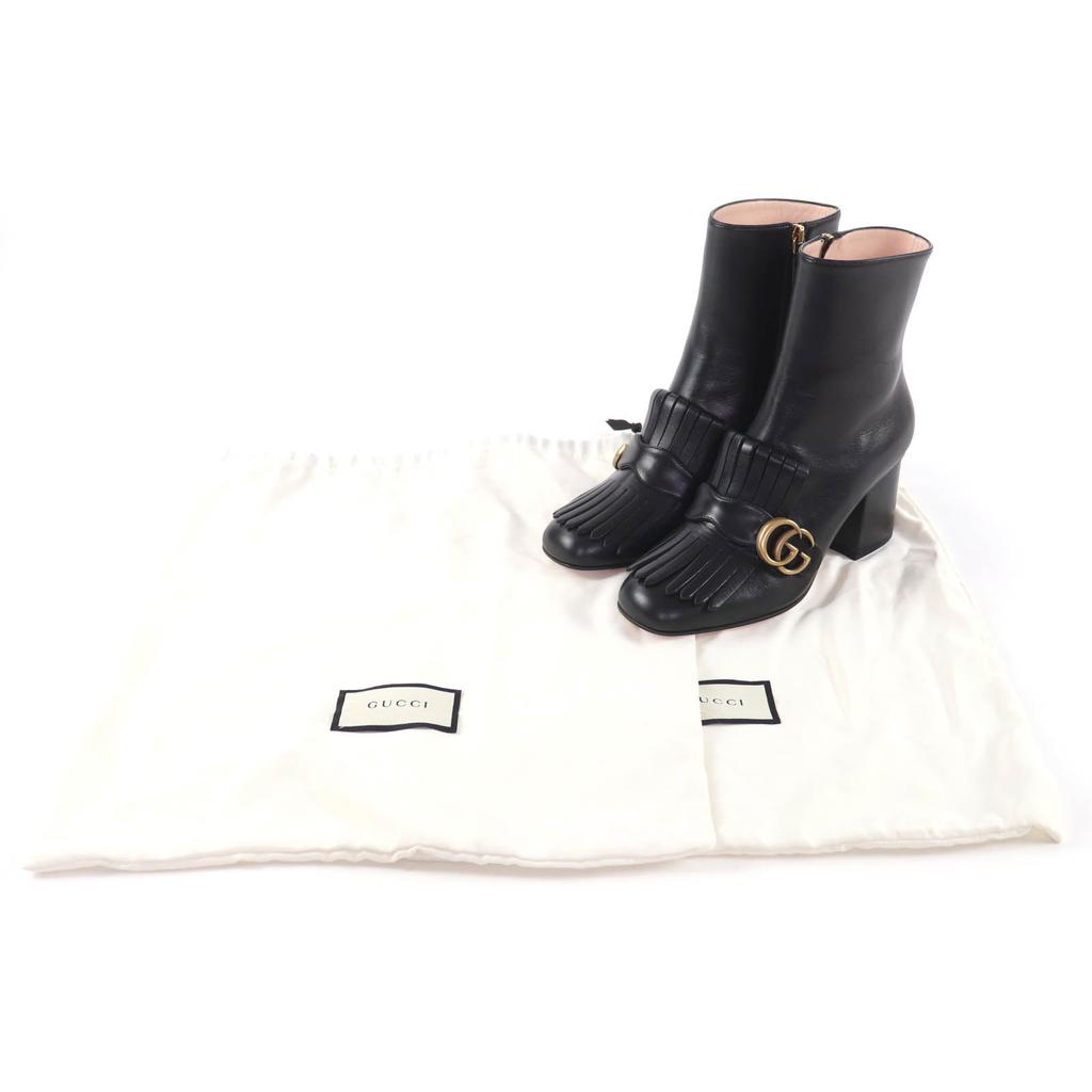 Pristine GUCCI short boots GG Marmont Tassel Side Zip Leather leather 38 408210 Used