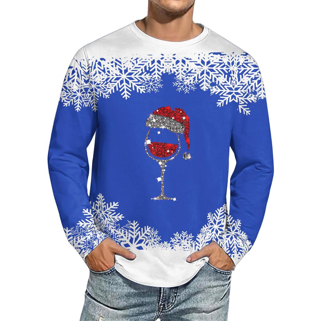 Men's Christmas Printed Imitation Cotton Long-sleeved Shirt
