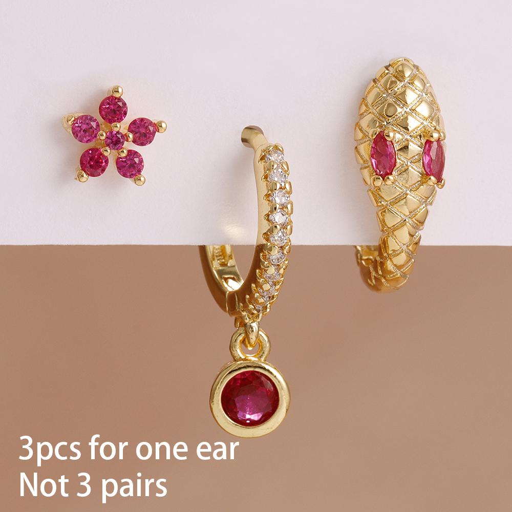 3PCS Vintage Snake Hoop Earrings Set For Women Cute Mini Animal Stainless Steel Piercing Earrings Punk Unisex Rock Jewelry