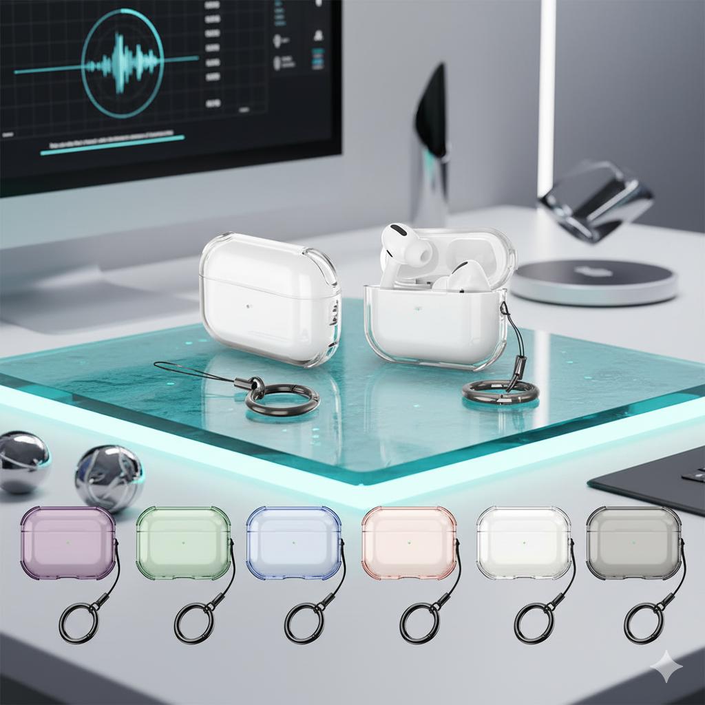 Прозрачный чехол для наушников для AirPods Pro 3, устойчивый к падениям и износу, ТПУ, прозрачная крышка для наушников с брелком