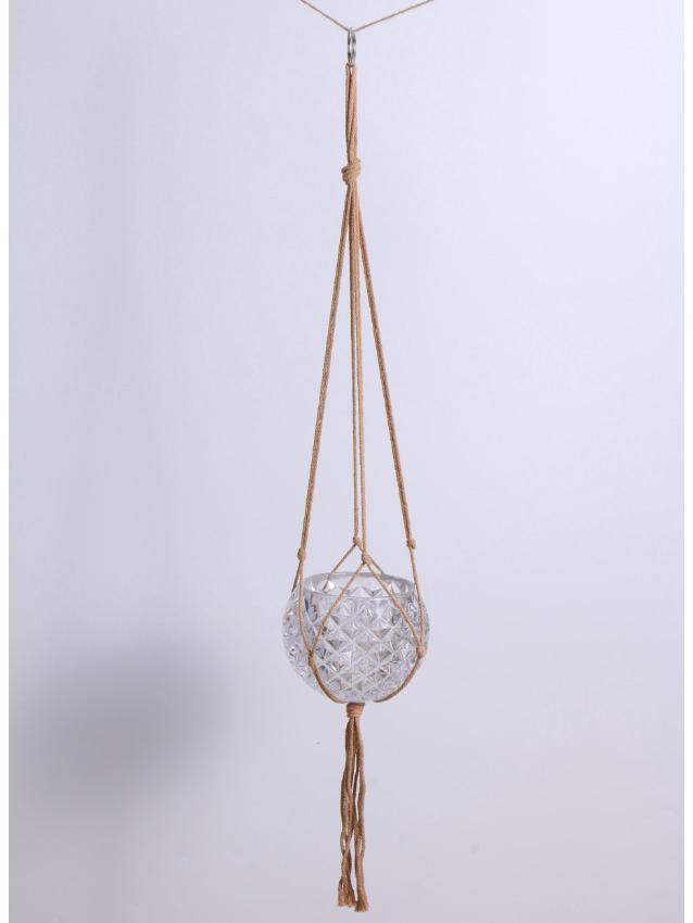 Садовая плетеная подвесная корзина: Декоративный держатель для цветочного горшка из пеньковой веревки для использования в помещении и на открытом воздухе с крючком