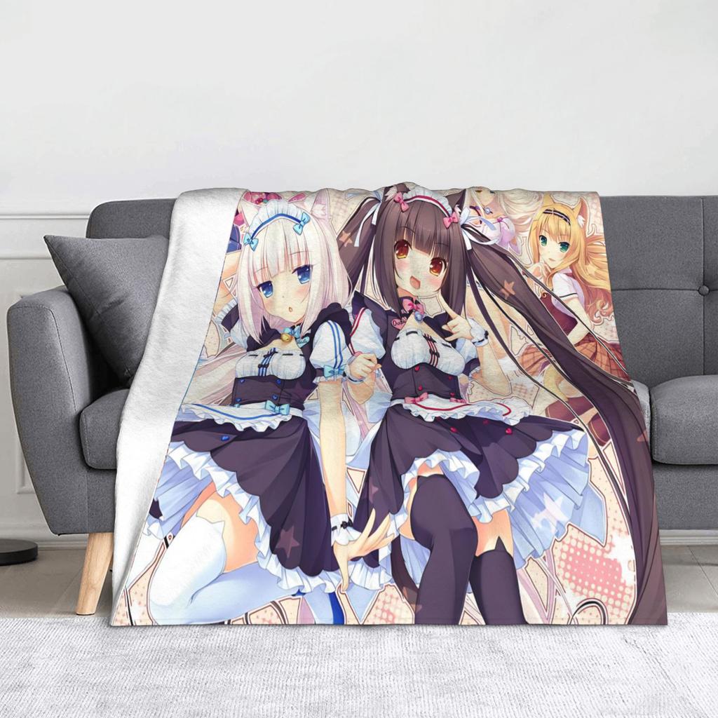 Nekopara Game Chocola and Vanilla Blankets Flannel Summer Air Conditioning  Portable Soft Throw Blanket for Sofa Couch Rug Piece