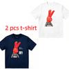 Funny Cartoon Red Eared Rabbit Print Women's T-Shirts Summer Fashion Street Outdoor Casual T-shirt Tops for Men's and Women's Tees Top