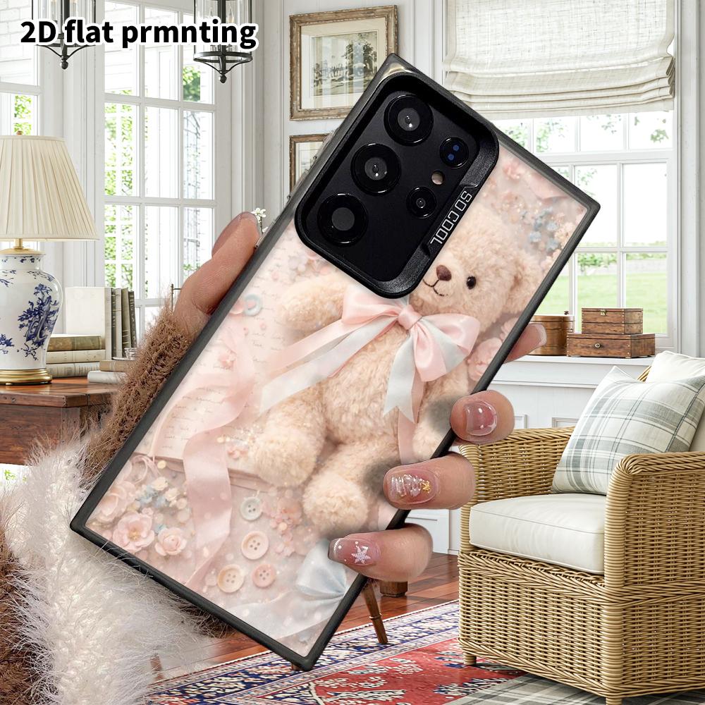 Phone Case: 2D Flat Samsung Galaxy A34 A35 M05 M06 S20 S22 S21 FE Plus 5G Protective Case, Couple Style, Ribbon Bear, Christmas and Halloween Gift
