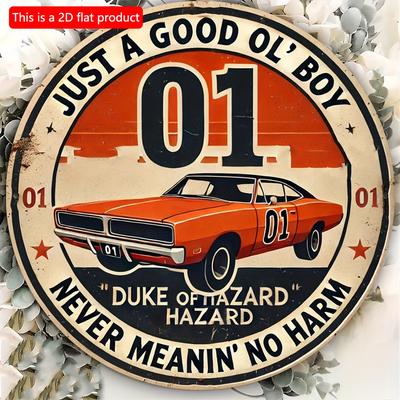 1 шт. 2d плоская деревенская винтажная деревянная вывеска Duke of Hazzard - круглая деревянная настенная живопись, идеально подходит для дома, офиса, бара, кафе, внутреннего/наружного декора