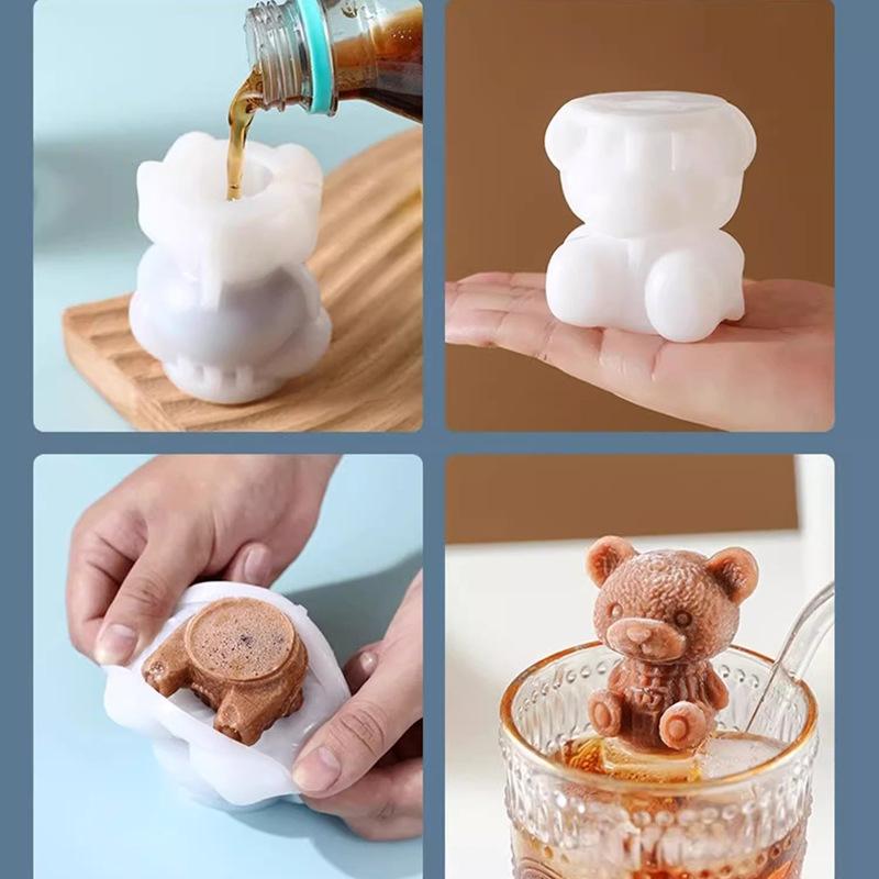 Форма для льда в виде медведя Трехмерный силиконовый лед в виде медведя, шлифующий 3D-молочный чайный напиток, форма для льда в виде медведя в виде виски в виде животного