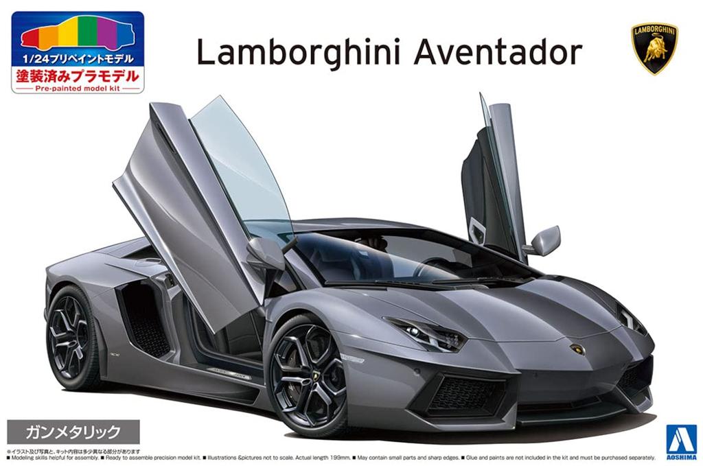 Aoshima Bunka Kyozai Серия моделей 2011 Lamborghini Aventador Цвет оружейный металл Окрашенный пластиковый модельный комплект ООО. (АОСИМА) 1/24 Готовый к покраске 01-B
