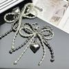 Sweet Bowknot Heart Keychain Pendant Lovely Beaded Hanging Decorations Keyring Charm Phone Lanyard Phone Charm Bag Pendant