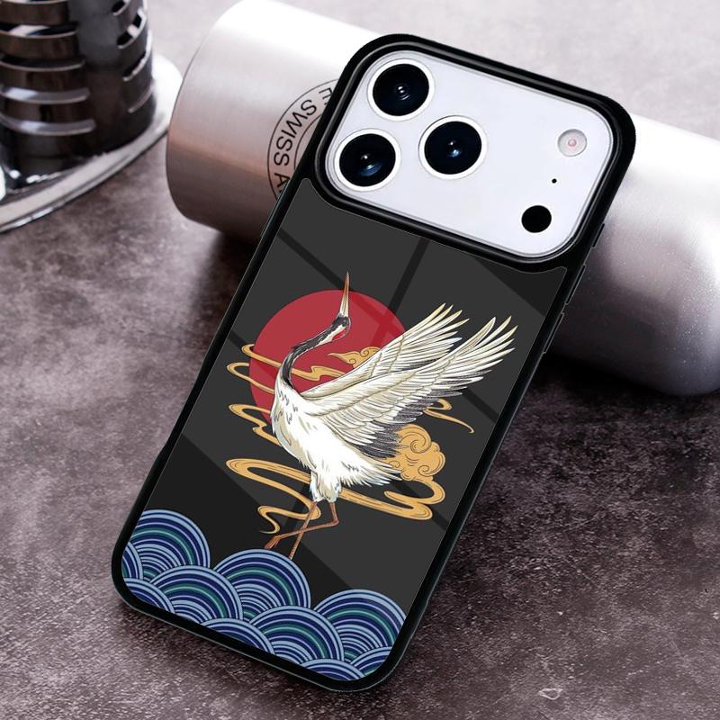 Чехол для телефона 'Арт Журавль Волны' для iPhone 17 16 15 14 13 12 11 Pro Max Plus 17Air Мягкий Силиконовый Чехол