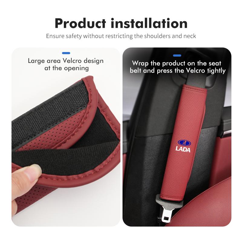 Car Styling Seat Belt Cover Leather Shoulder Protector Pads For Lada Vesta Niva Samara y Kalina Largus Priora Xray Granta