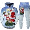 Christmas 3d Print Hoodie Suit Autumn Winter Pullover Men Women Sets Vintage Tracksuit Unisex Hoodie + Pants Two-piece Set