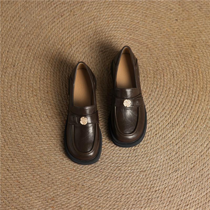 Женские мокасины весна-осень универсальные удобные толстые каблуки низкие повседневные туфли большого размера