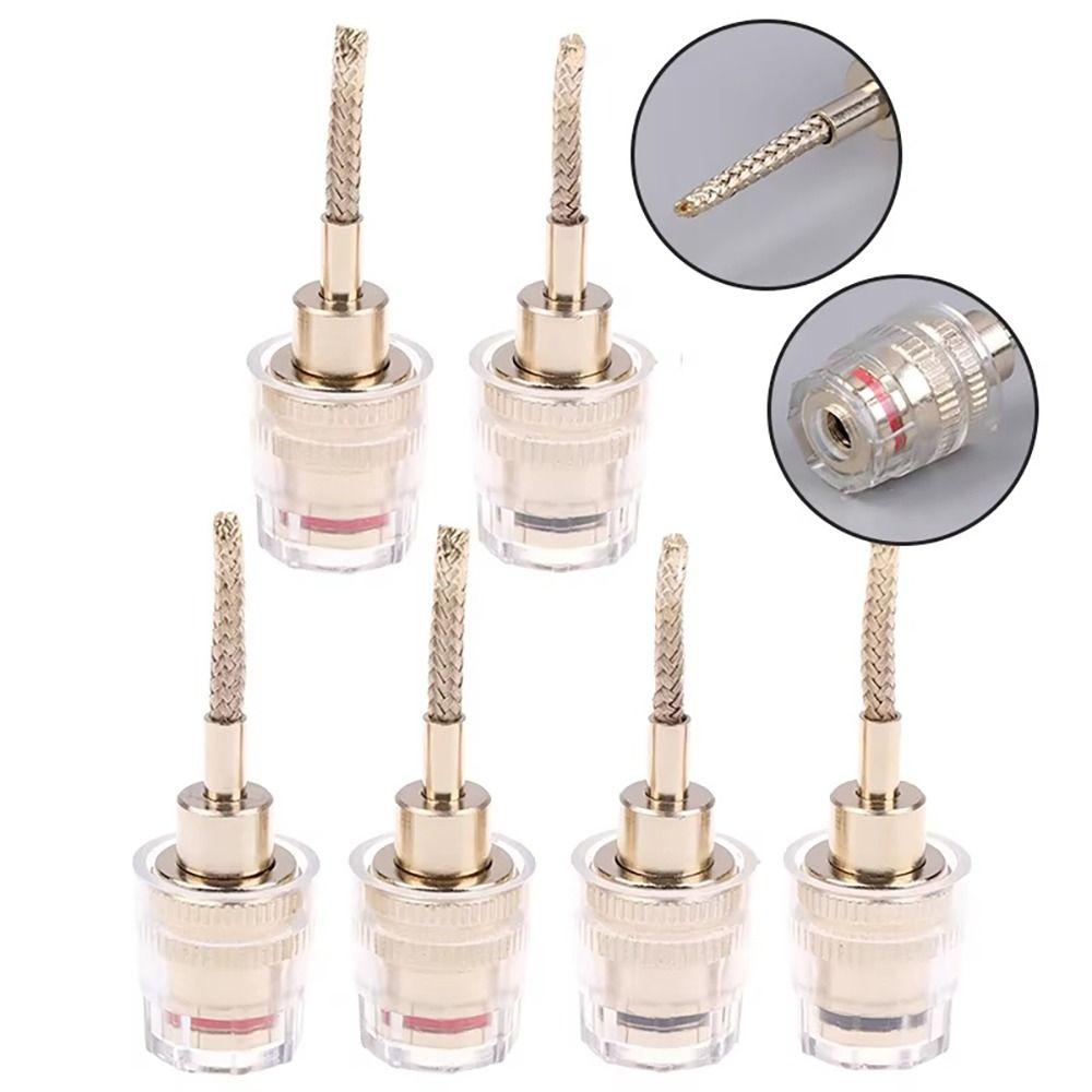 1Pair Copper Banana Plug Adapter Braided Copper Wire HIFI Cable Adapter for Speaker Terminals