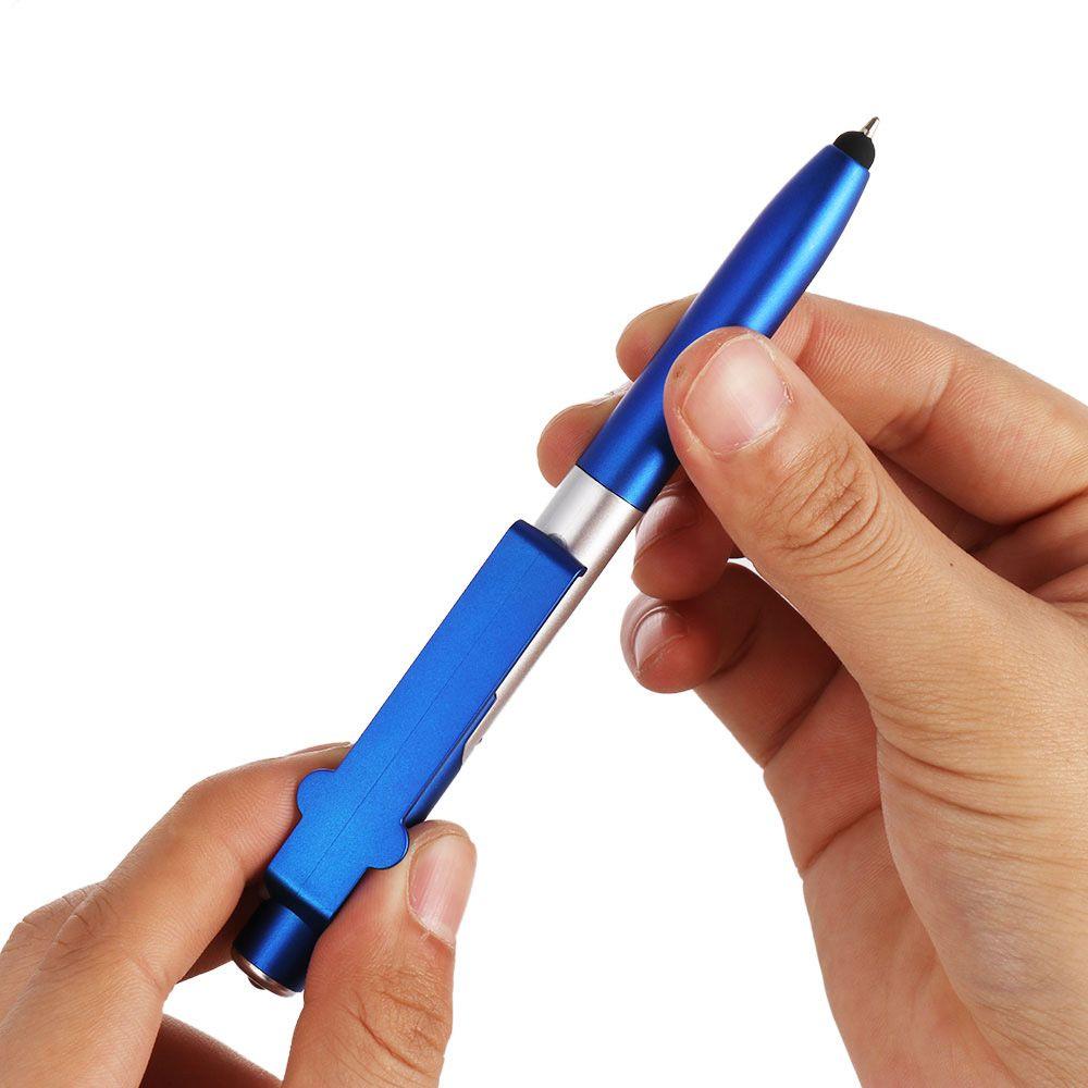 LED Light Electronics Foldable Ballpoint Pen Touch Screen Pen Capacitive Pen Mobile Phone Stand