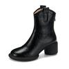 Fashion NEW Winter Women Boots Split Leather Shoes for Women Round Toe Chunky Heel Shoes Casual Zip Platform Shoes Warm Wool Snow Boots