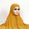 Women Muslim Chiffon Hijab With Cap Bonnet Instant Chiffon Hijabs Shawl Head Scarf Underscarf Caps Cover Headwrap