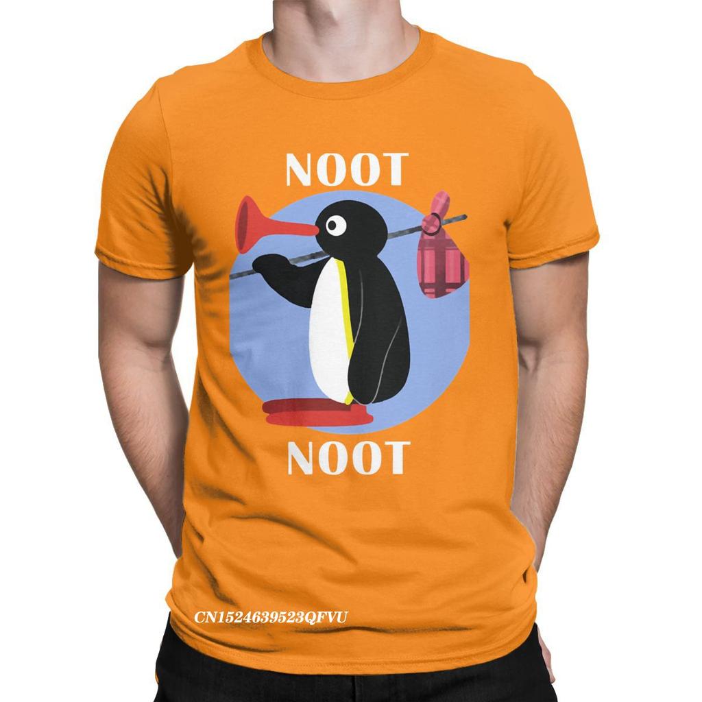 Футболка Noot Noot Pingu Мужская Женская Хлопковая Винтажная Футболка Круглый Вырез Футболка с Пингвином Одежда Харадзюку Классика