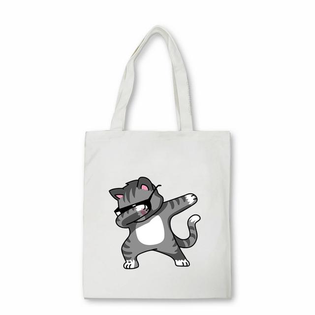 Dabbing Unicorn Panda Anime Shopper Bag Teenage Students Reusable Canvas Bag Handbag Bag Women's Shoulder Tote Bag Bolsas