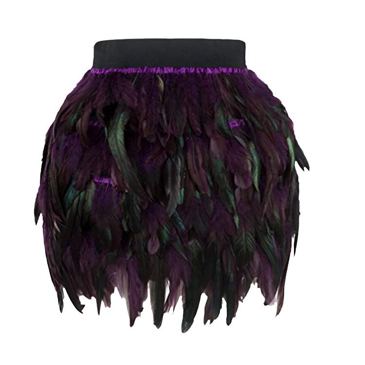 (SU)Women Christmas Santa Halloween Faux Fur Feather A Line Cosplay Mini Skirt