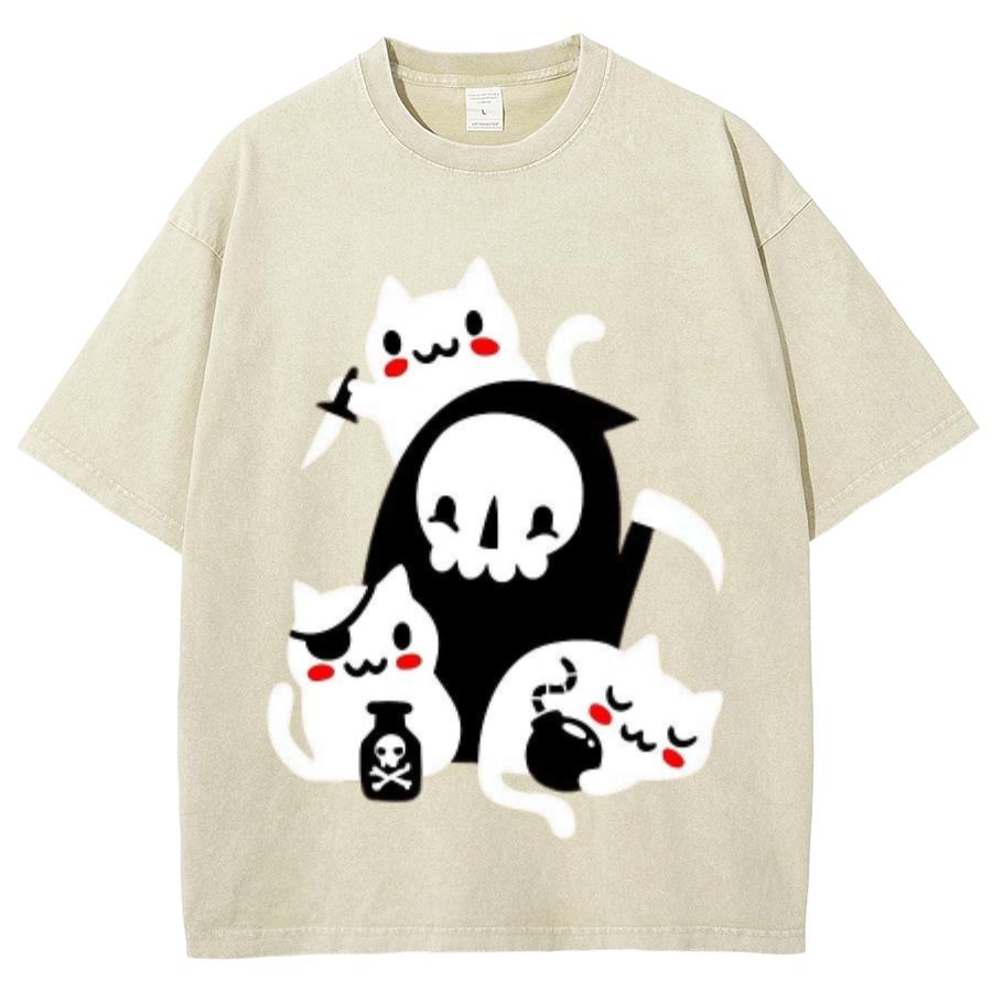 Милая женская футболка с принтом кота из мультфильма Q Edition, белая, высокого качества, удобная, дышащая, летняя, с коротким рукавом, стираная