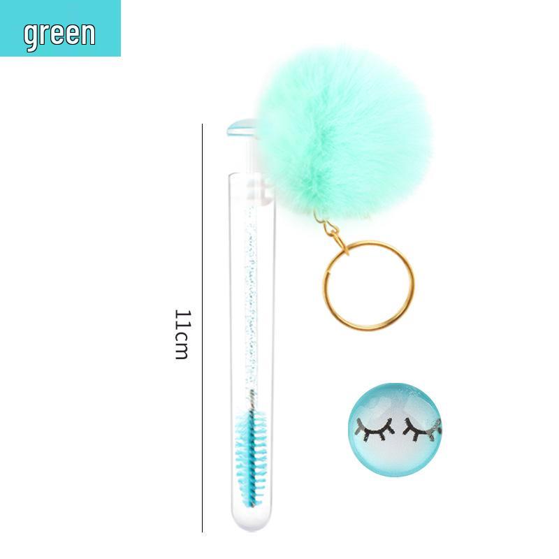 Gold Buckle Pompom Eyelash & Eyebrow Brush with Crystal Rod and Rabbit Ear Comb