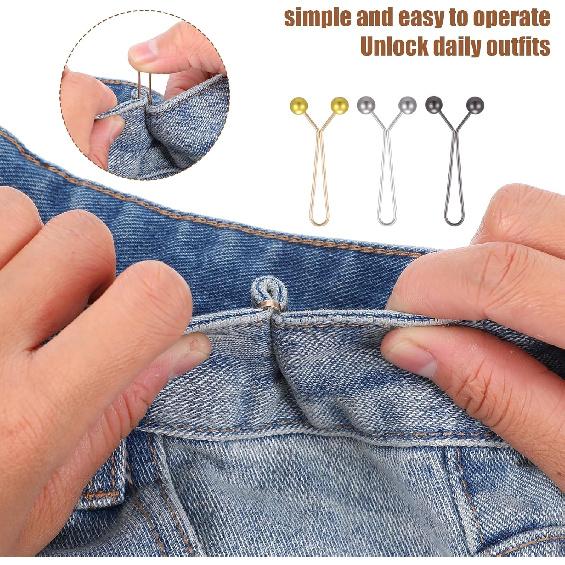 30pcs Pant Waist Tightener Metal Clips for Loose Jeans, Reble Waist Cincher Clip, Adjustable Pant Clips for Waists Tightener, No Sewing Required